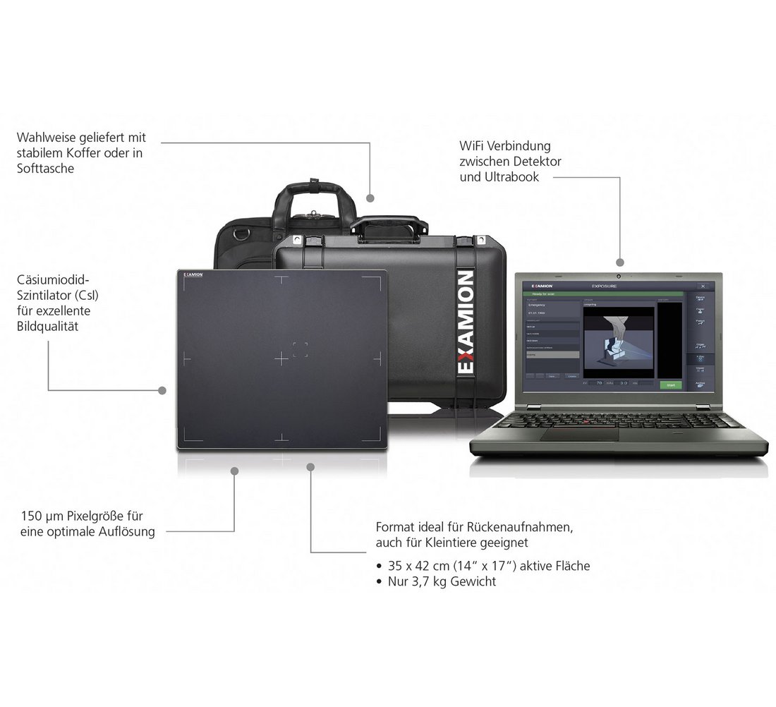 Featureliste für den X-DR Portable Case L WiFi für den mobilen Veterinär Einsatz